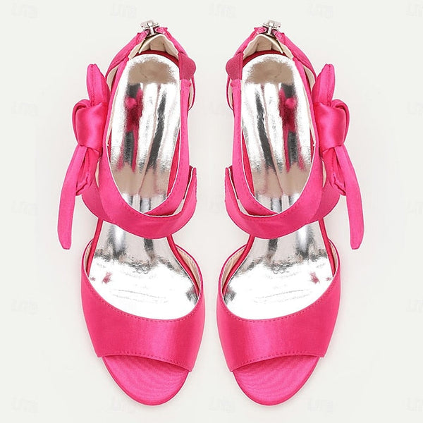 Bowknot Shoes Kitten Bridal Open Wedding Heel Women's FashionChic