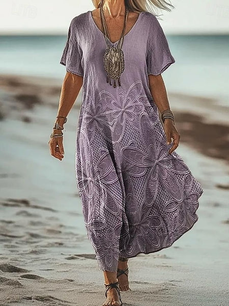 Women's Maxi Dress Paisley Dress Casual Dress Long Sleeve