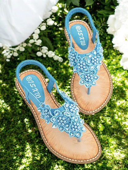 Floral Slip-Ons Flat Comfortable with Design Beaded FashionChic