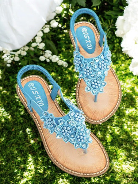 Floral Slip-Ons Flat Comfortable with Design Beaded FashionChic
