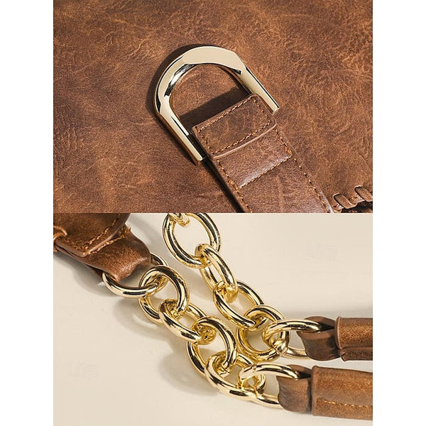 Hobo Bag with Chain – Leather Strap Vintage Women's Large FashionChic