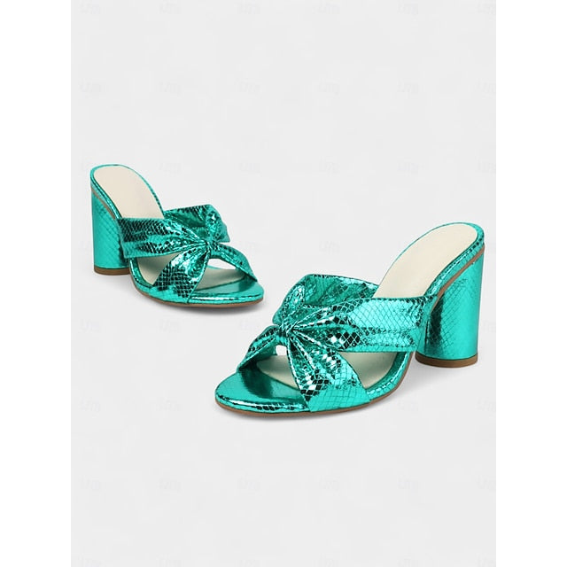 Bridal – Mules Pink Bow with Women's Design Metallic FashionChic