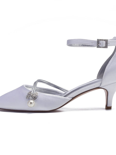 Heels Dark with Kitten and Women's Satin Blue Pearl FashionChic