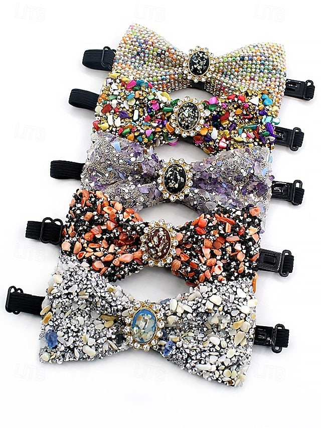 with Luxury Strap Men's – Tie Gemstone Adjustable Bow FashionChic
