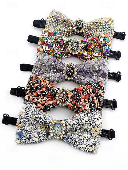 with Luxury Strap Men's – Tie Gemstone Adjustable Bow FashionChic