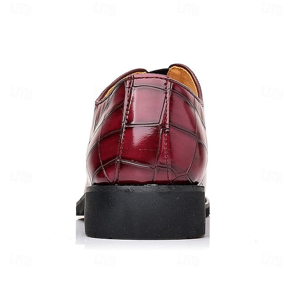 Shoes Pattern Men's Burgundy – Dress Crocodile Slip-On FashionChic