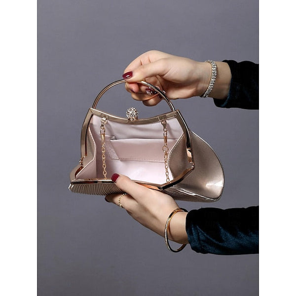 Elegant Clutch Navy – Blue Evening Pleated Women's Velvet FashionChic