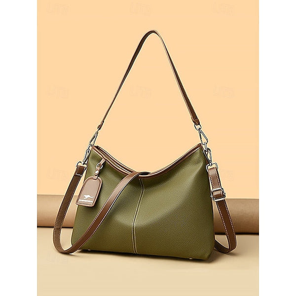 Bag Brown Hobo Leather Faux with Accents Green FashionChic