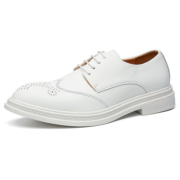 with Faux Perforated Shoes Men's Oxford White Leather FashionChic