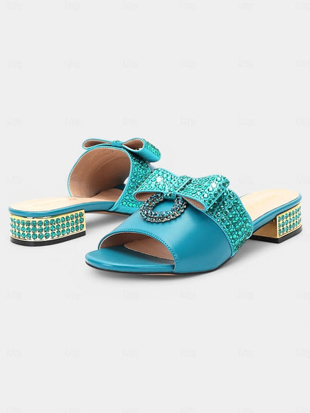 Rhinestone with Flat – Gold Matching Bow Clutch Sandals FashionChic