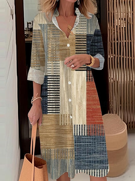 Women's Midi Dress Shirt Dress Casual Dress Outdoor Office