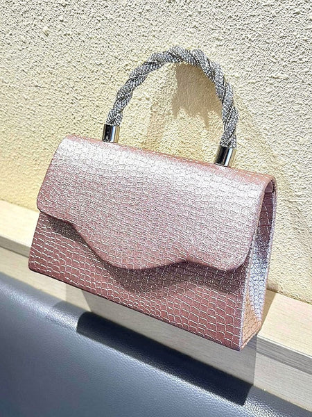 Glitter Rhinestone – with Handle Silver Handbag Women's FashionChic