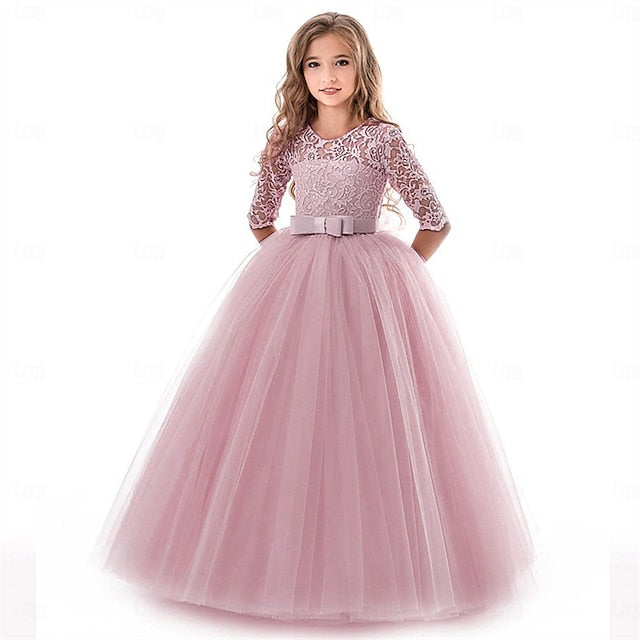 Wedding Flower Colored Girls' Girl Solid Dress Kids FashionChic