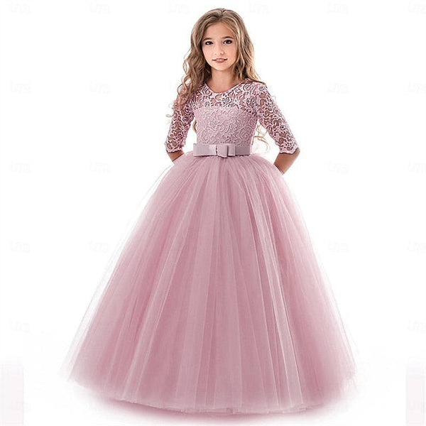 Wedding Flower Colored Girls' Girl Solid Dress Kids FashionChic
