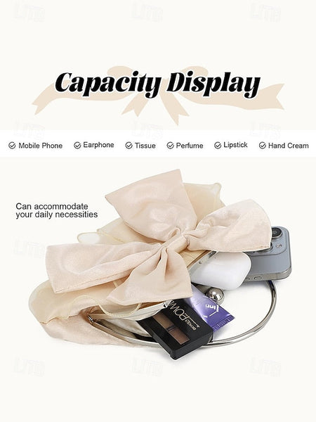 – Evening Bag Elegant Clutch Bow Satin Women's Pearl FashionChic