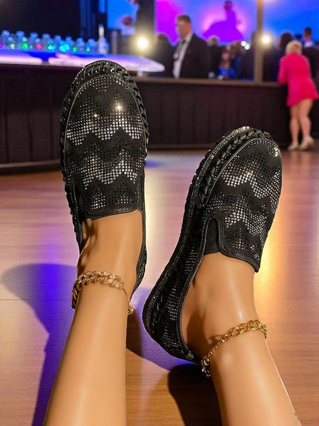 Glitter Sneakers with Slip-On Platform Mesh Women's FashionChic