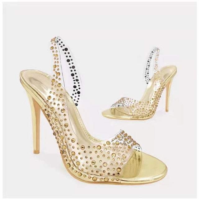 Heel Clear High Transparent – Women's Sandals Rhinestone FashionChic