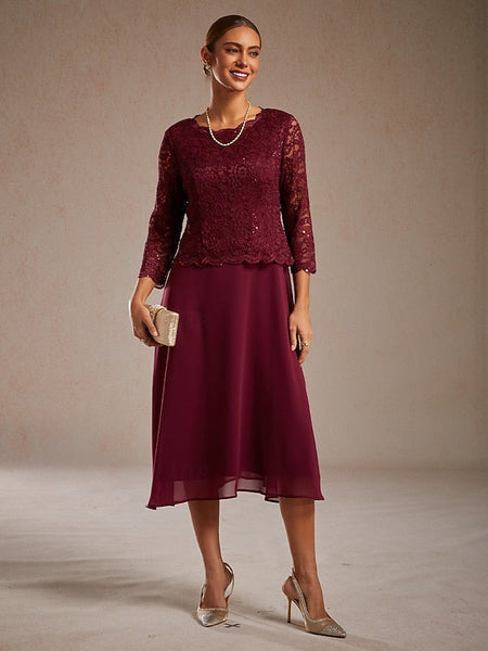Women's Midi Dress Chiffon Dress Elegant Wedding Guest FashionChic
