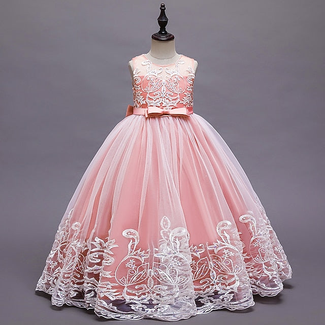 Kids Christening Wedding Girls' Flower Dress Sleeveless FashionChic