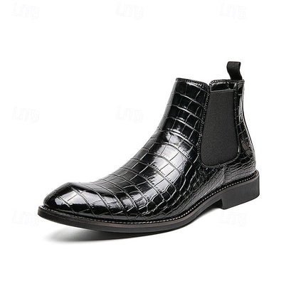 Boots – Chelsea Brown Men's Crocodile Pattern Slip-On FashionChic