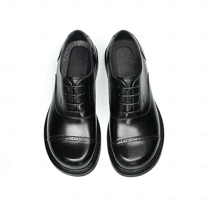 Shoes- Leather Toe Genuine Dress Men's Oxford Cap First FashionChic