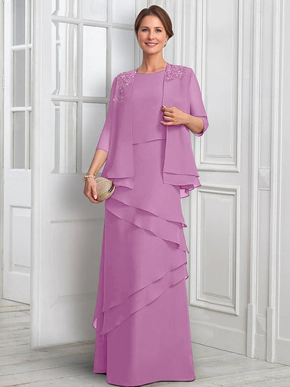 Mother Piece Formal Suit Elegant Bride A-Line Two Dress the of FashionChic