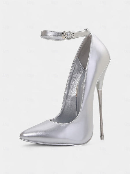 with Red Women's Patent Heels Ankle Stiletto Leather Strap FashionChic