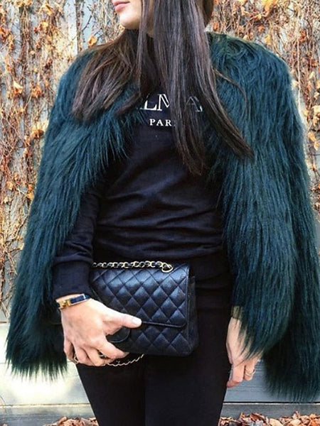 Comfortable Furs Faux Fur Warm Leathers Coat Women's FashionChic