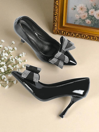 Toe Women's Nude - High Pumps Patent Heel Leather Pointed FashionChic