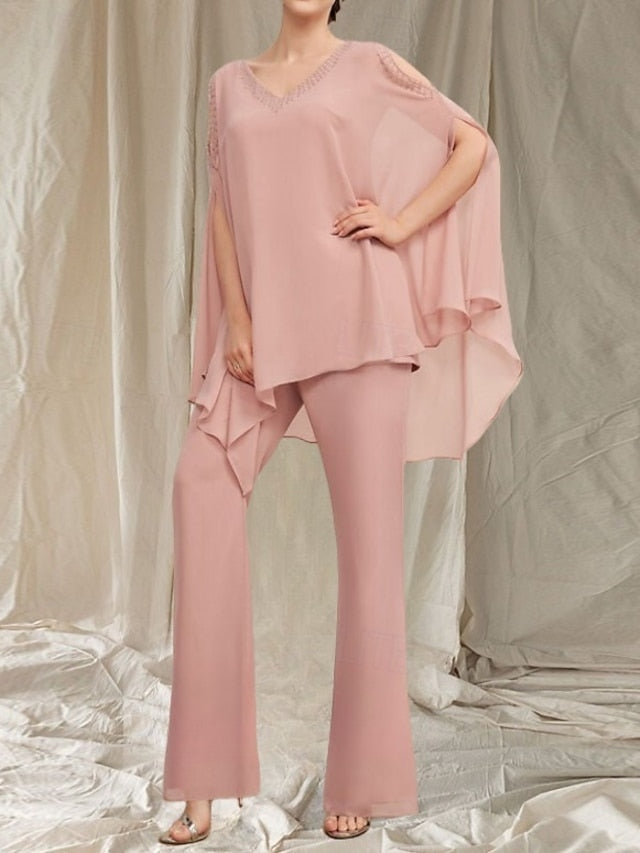 Neck the Guest Bride of V Wedding Pantsuit Dress Mother Elegant FashionChic