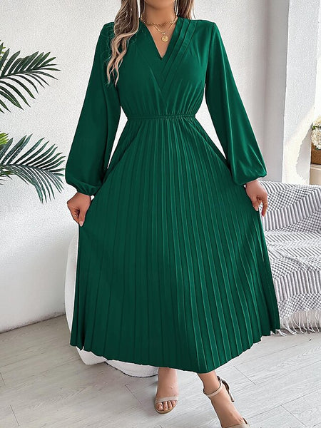 Women's Work Dress Satin A Line Dress Fashion Office Long