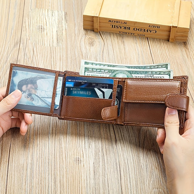wallet card leather purse multi top cowhide layer Genuine coin FashionChic