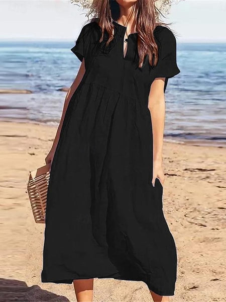 Women's Black Wine Navy Blue Summer Spring Maxi Dress