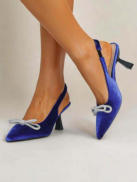 Toe Velvet Heels – Slingback Women's Pointed Cocktail FashionChic