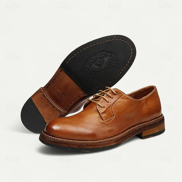 Shoes Welt Derby with Goodyear Leather Tan and Men's Clean FashionChic