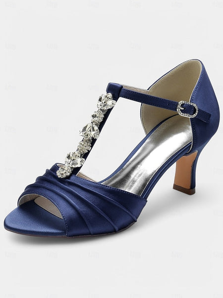 Satin Detail Open-Toe with White – Heels Bridal Crystal FashionChic