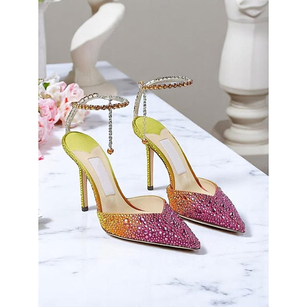Women's - Stiletto with Crystal Slingback Gradient Heels FashionChic