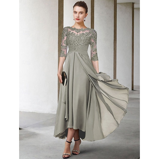 the Wedding of Plus Bride Guest Mother Size Elegant A-Line Dress FashionChic