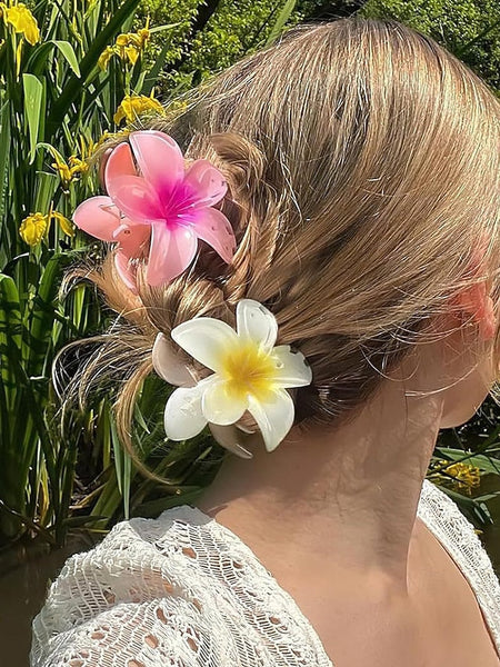 Clips Flower Plumeria Hair – Resin Tropical 6PCS Hawaiian FashionChic