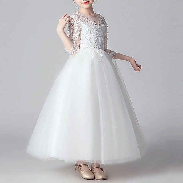 Party Kids Dress Girls' Color Girl Solid Flower FashionChic