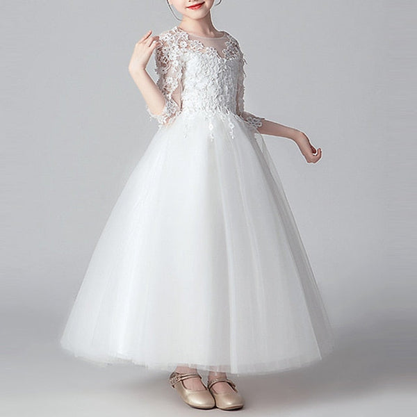 Party Kids Dress Girls' Color Girl Solid Flower FashionChic