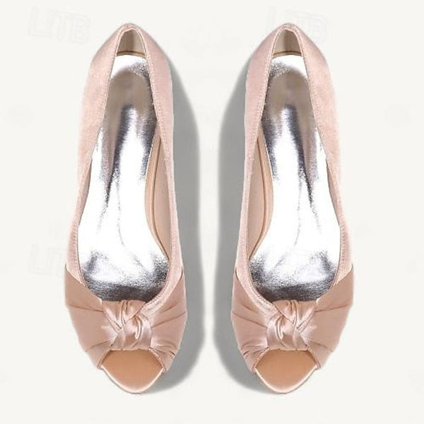Kitten Satin Elegant Peep-Toe Heels Women's Pink - Blush FashionChic