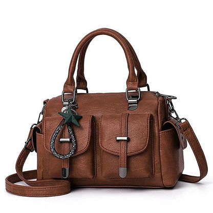 Stylish Large – Women's Blue Leather Handbag Faux FashionChic