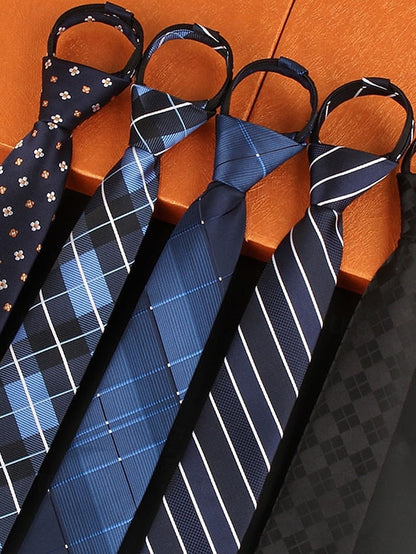 Classic - Narrow Men's Ties Zip and Stripes Pre-Tied FashionChic