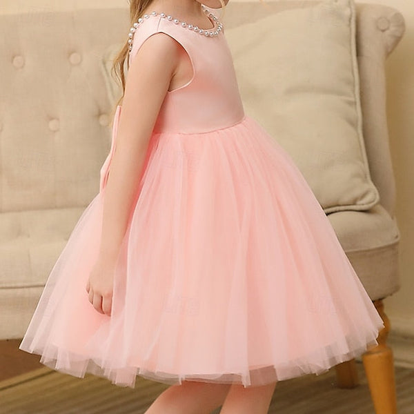 Solid Color Dress Wedding Girls' Kids Party Sleeveless FashionChic
