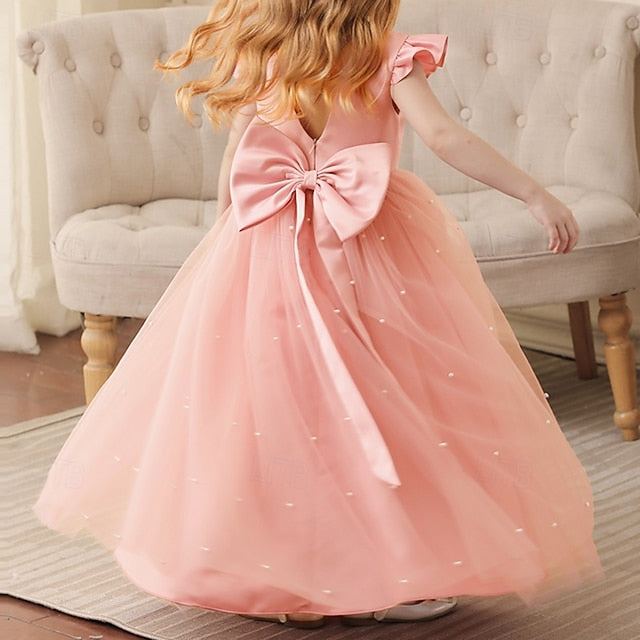 Girl Solid Kids Flower Dress Color Girls' Party FashionChic