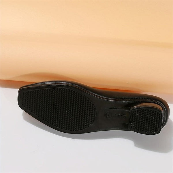 Heel Low Slip-On Pumps Black Classic Women's Toe – Round FashionChic