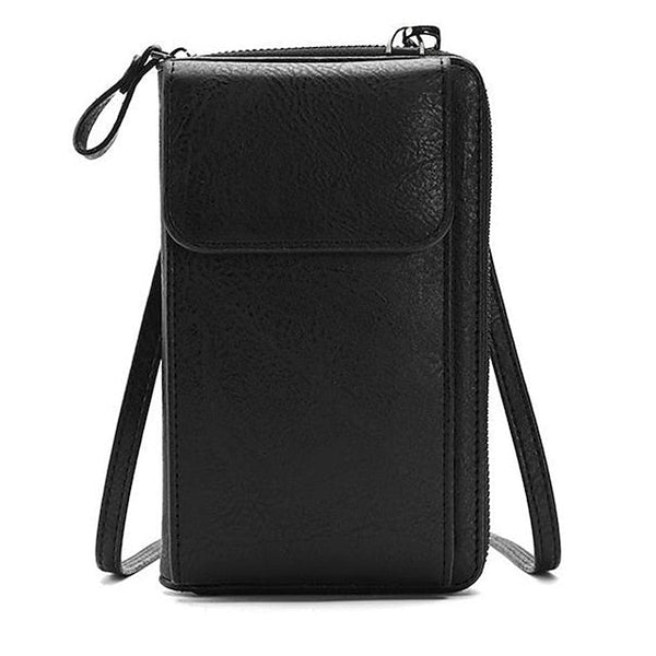 with Zipper Wallet Vintage Faux Crossbody Leather Women's FashionChic