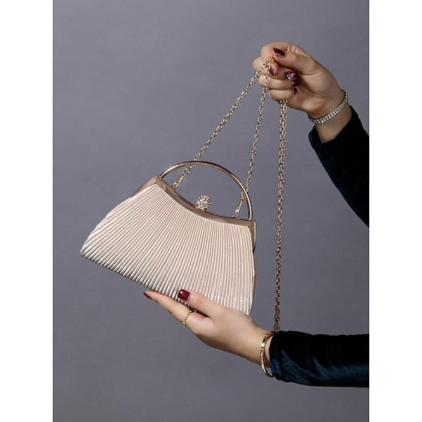 Elegant Clutch Navy – Blue Evening Pleated Women's Velvet FashionChic