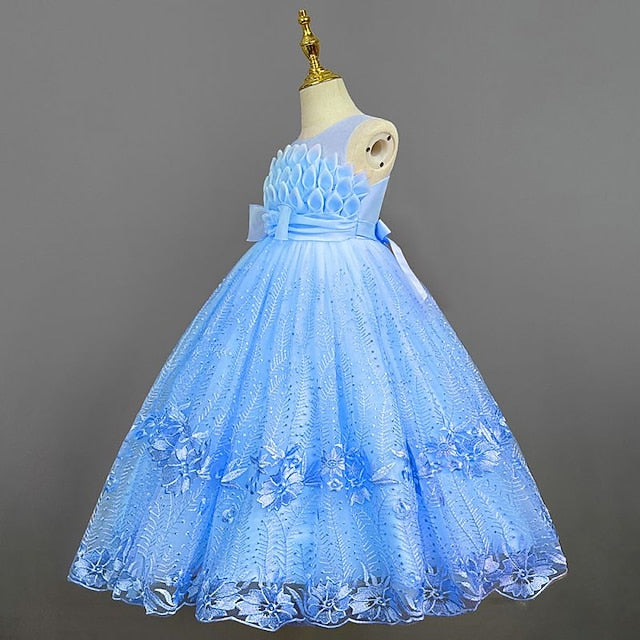 Colored Flower Solid Kids Dress Girl Girls' FashionChic
